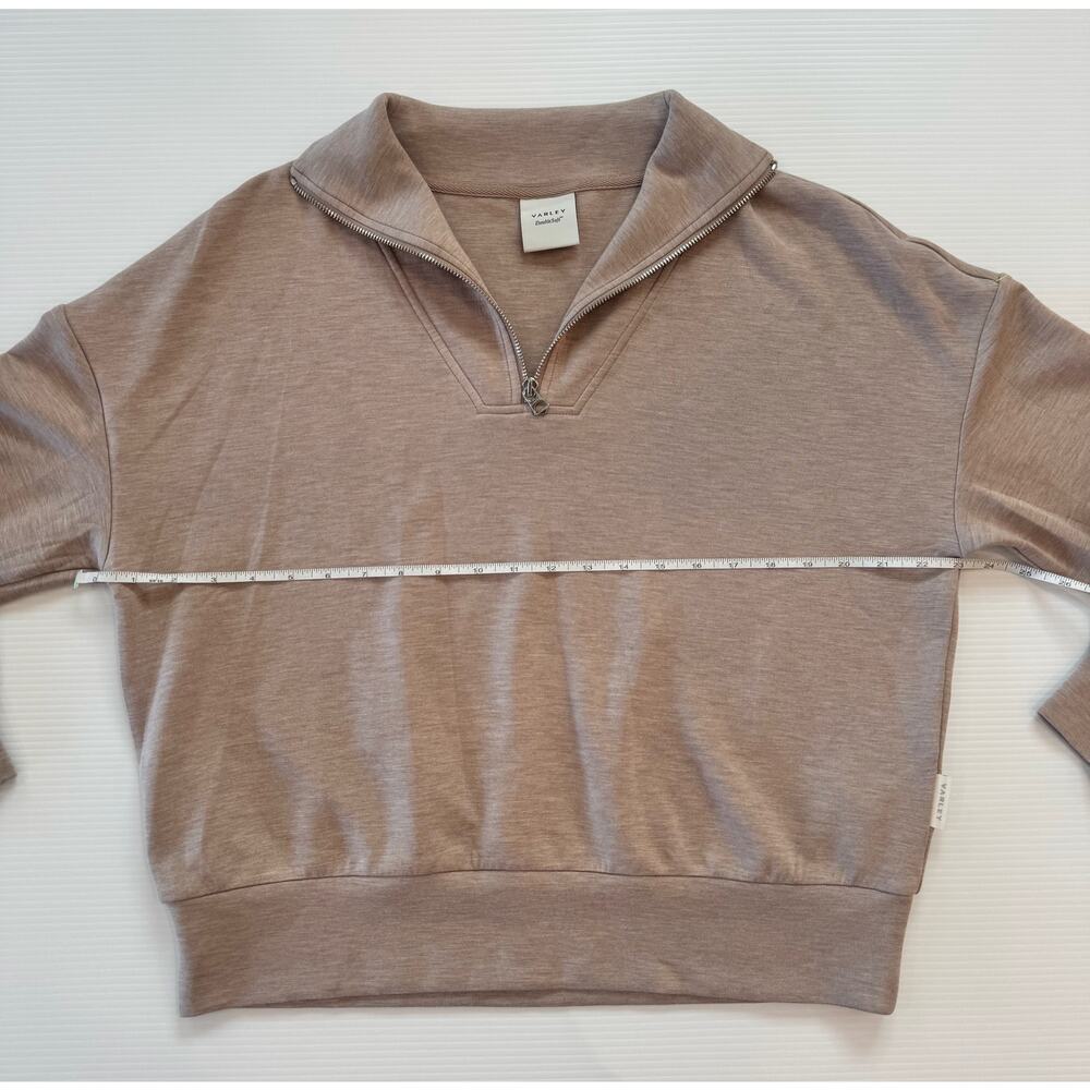 Varley Hawley Half Zip Sweat XS Taupe Marl Double Soft Oversized Pullover Cozy - Picture 7 of 16